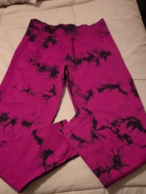 Pink And Black Tie-Dye Leggings